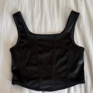 Katie J NYC Girls Black Satin Corset Top Size Large